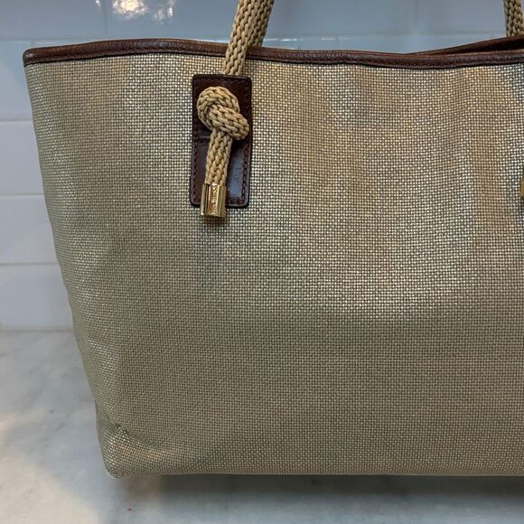 Michael Kors Purse Handbag Marina Large Canvas Tote - HTF Pocketbook - Picture 2 of 15